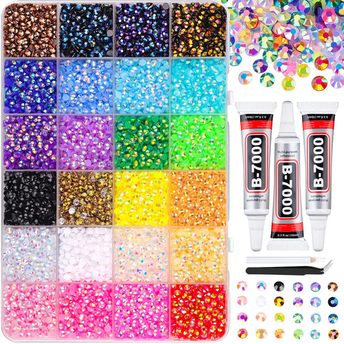 Jelly Rhinestones 30,000pc – 3mm Gems with B7000 Glue & Tweezers