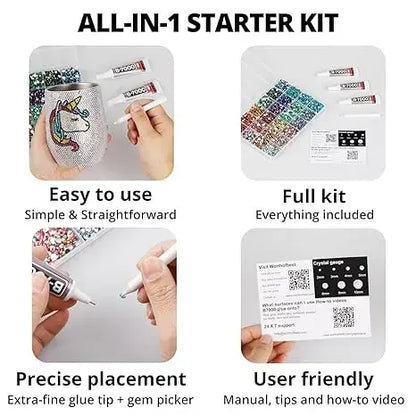 Jelly Rhinestones 30,000pc – 3mm Gems with B7000 Glue & Tweezers